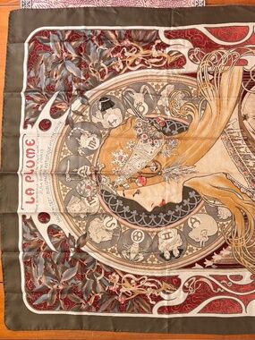 Art Nouveau Zodiac Astrology Scarf 100% Silk Made in Italy 34" Square